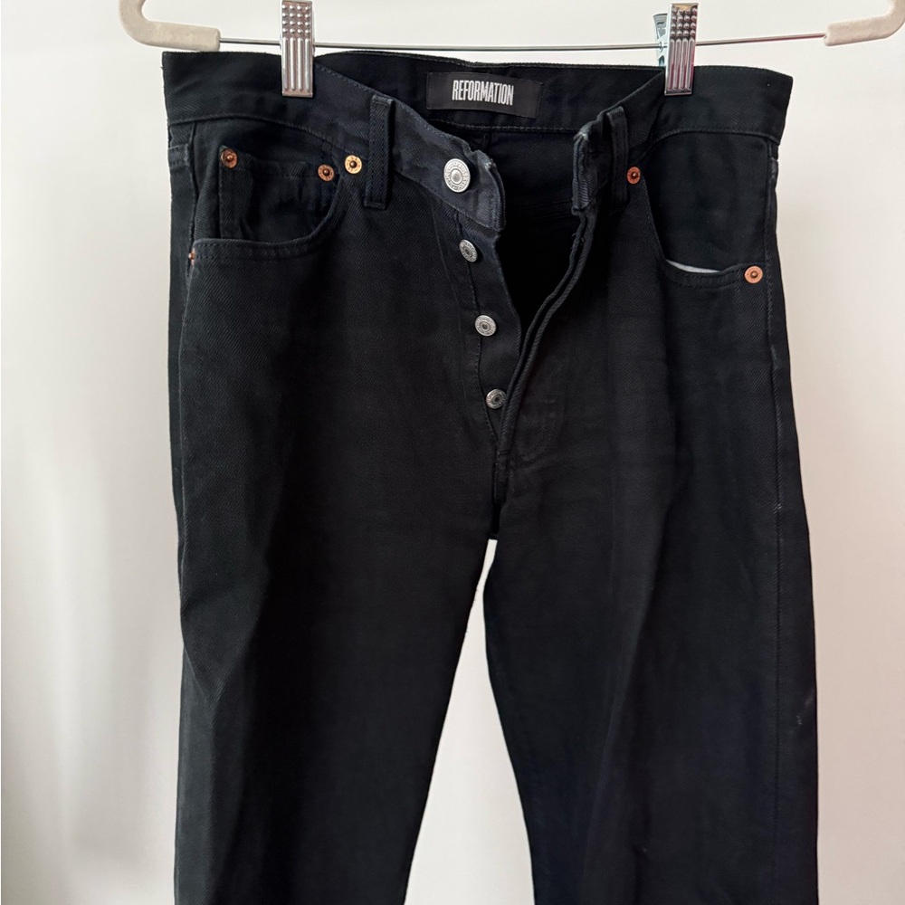 Reformation Upcycled Levi’s Black Jeans Straight Leg Size 25